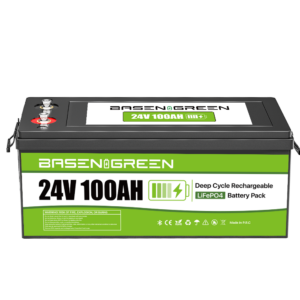 BASENGREEN 25,6В 100А·год LiFePO4 літій-залізо-фосфатний акумулятор 2.5кВт год з BMS 100А, Bluetooth та зарядним пристроєм на 10А