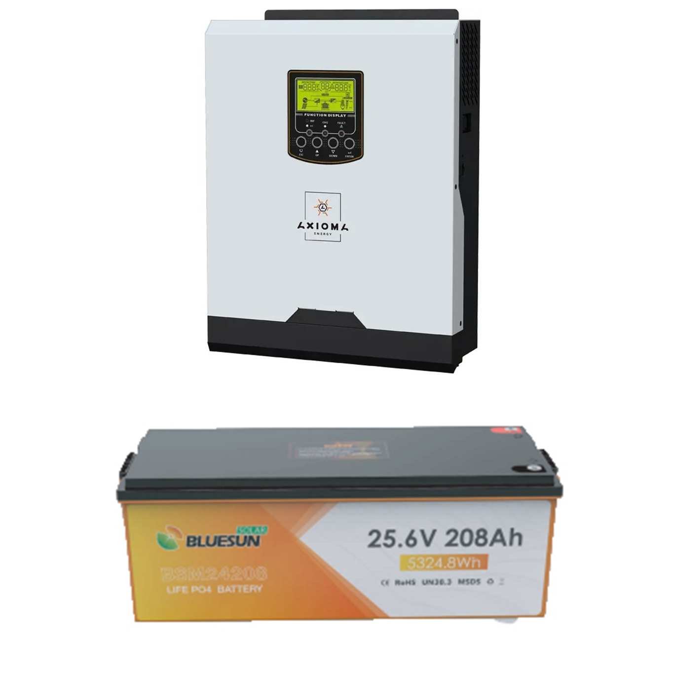 Комплект для квартири. Інвертор Axioma Energy 3 кВт+АКБ LIFEPO4 Bluesun BSM24208 на 5,32 кВт год